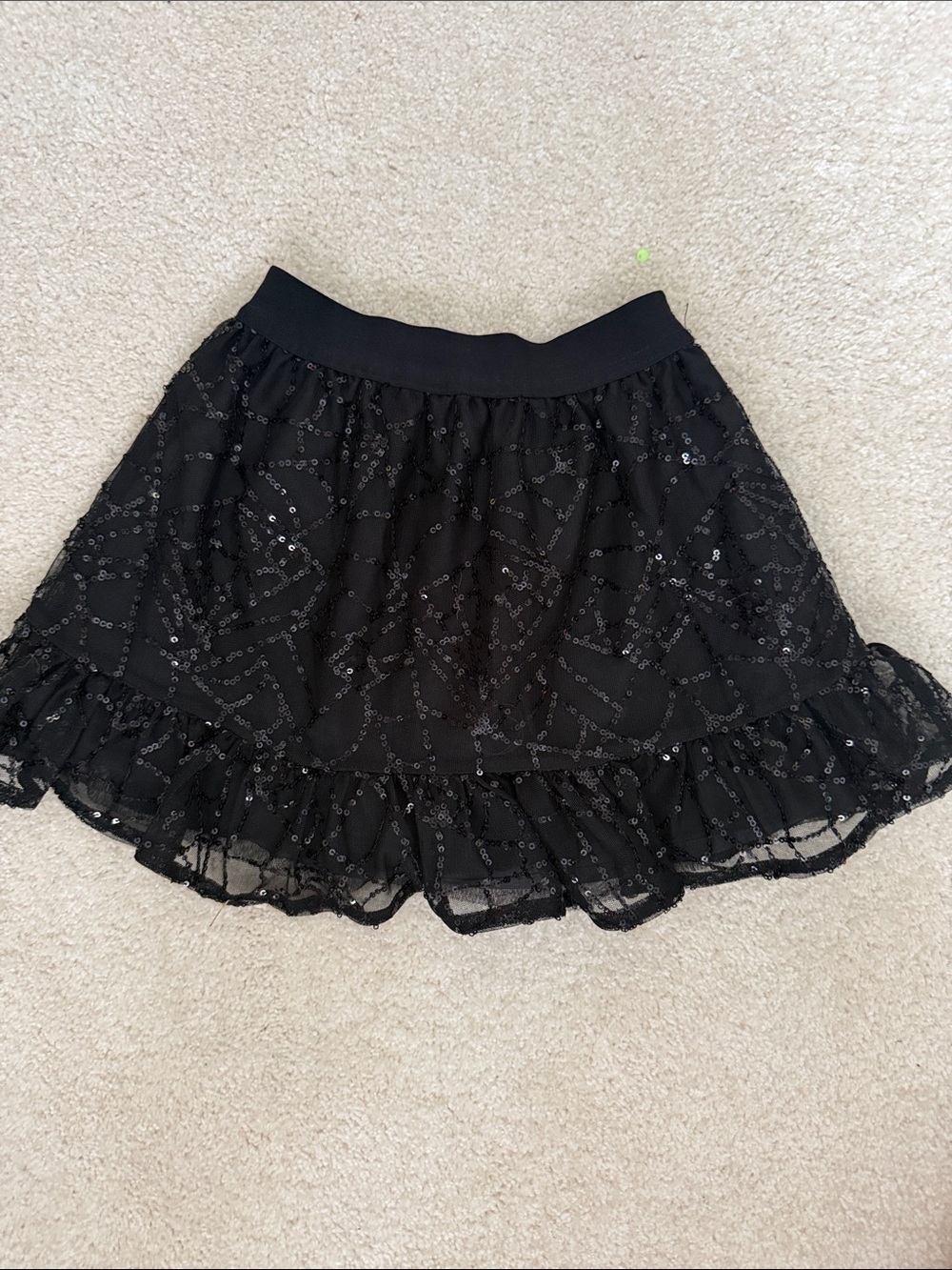 Cat & Jack Black Sequin Ruffle Skater Skirt